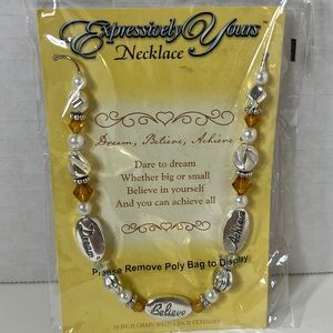 Expressively Yours Necklace dare to dream necklace silver pearl gold tone nwot